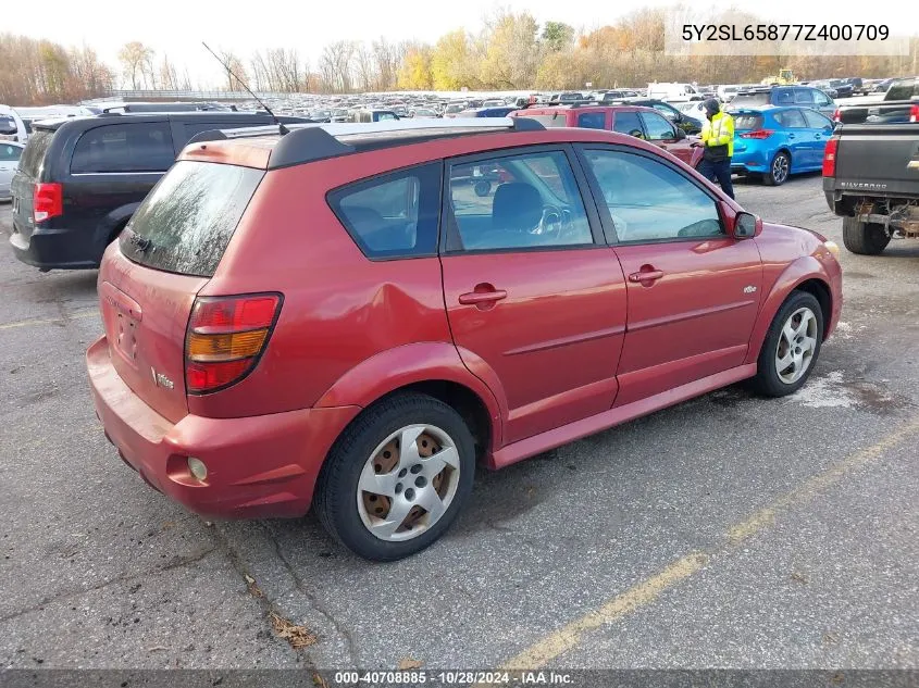 2007 Pontiac Vibe VIN: 5Y2SL65877Z400709 Lot: 40708885