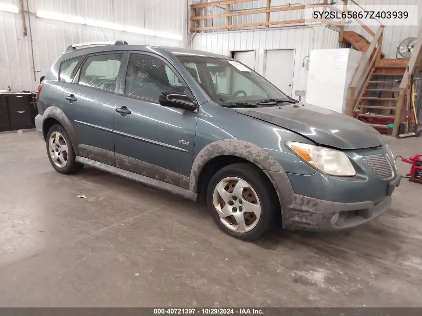 2007 Pontiac Vibe VIN: 5Y2SL65867Z403939 Lot: 40721397