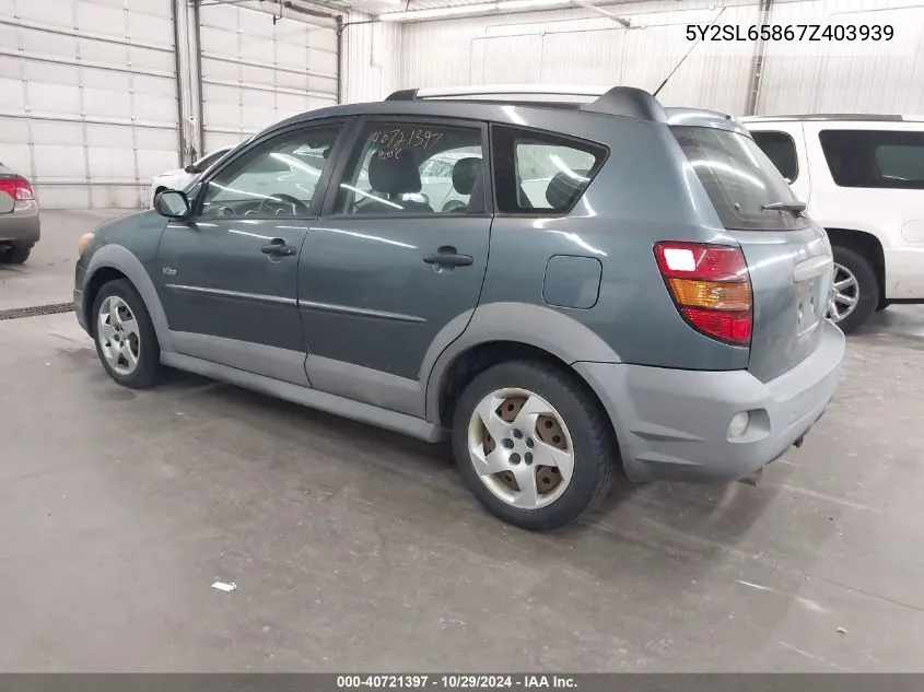 2007 Pontiac Vibe VIN: 5Y2SL65867Z403939 Lot: 40721397