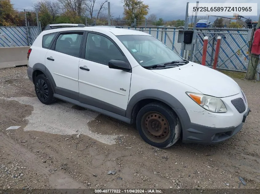 2007 Pontiac Vibe VIN: 5Y2SL65897Z410965 Lot: 40777022