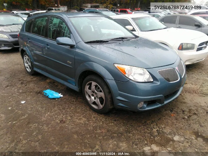 2007 Pontiac Vibe VIN: 5Y2SL67887Z419489 Lot: 40803095