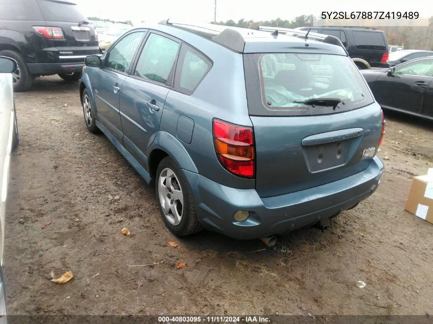 2007 Pontiac Vibe VIN: 5Y2SL67887Z419489 Lot: 40803095