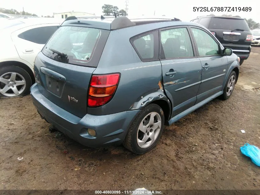 2007 Pontiac Vibe VIN: 5Y2SL67887Z419489 Lot: 40803095