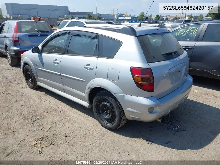 2008 Pontiac Vibe VIN: 5Y2SL65848Z420157 Lot: 12075995