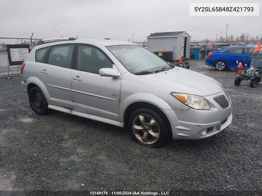 2008 Pontiac Vibe VIN: 5Y2SL65848Z421793 Lot: 12149175