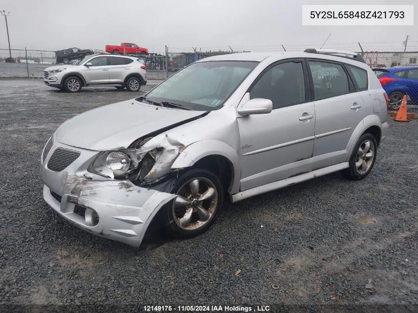 2008 Pontiac Vibe VIN: 5Y2SL65848Z421793 Lot: 12149175