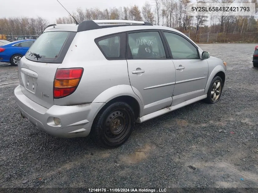 2008 Pontiac Vibe VIN: 5Y2SL65848Z421793 Lot: 12149175