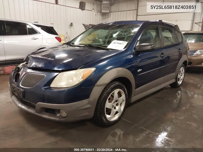 2008 Pontiac Vibe VIN: 5Y2SL65818Z403851 Lot: 38790831