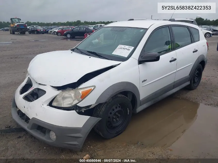 2008 Pontiac Vibe VIN: 5Y2SL65838Z422353 Lot: 40050546