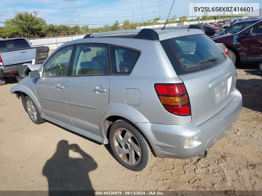 2008 Pontiac Vibe VIN: 5Y2SL658X8Z416601 Lot: 40336979