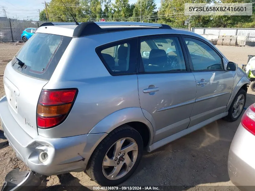 2008 Pontiac Vibe VIN: 5Y2SL658X8Z416601 Lot: 40336979