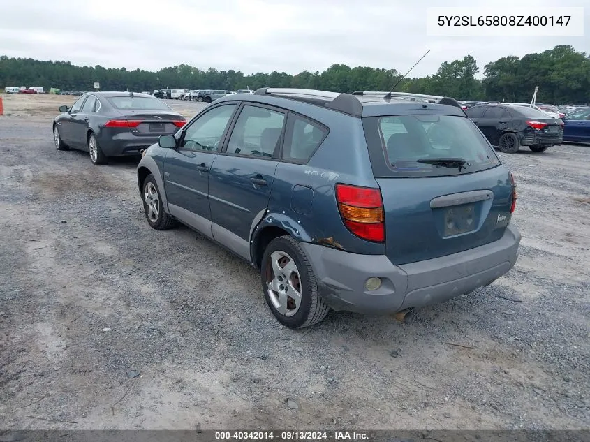 2008 Pontiac Vibe VIN: 5Y2SL65808Z400147 Lot: 40342014