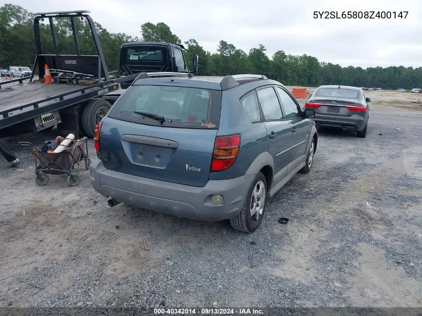 2008 Pontiac Vibe VIN: 5Y2SL65808Z400147 Lot: 40342014