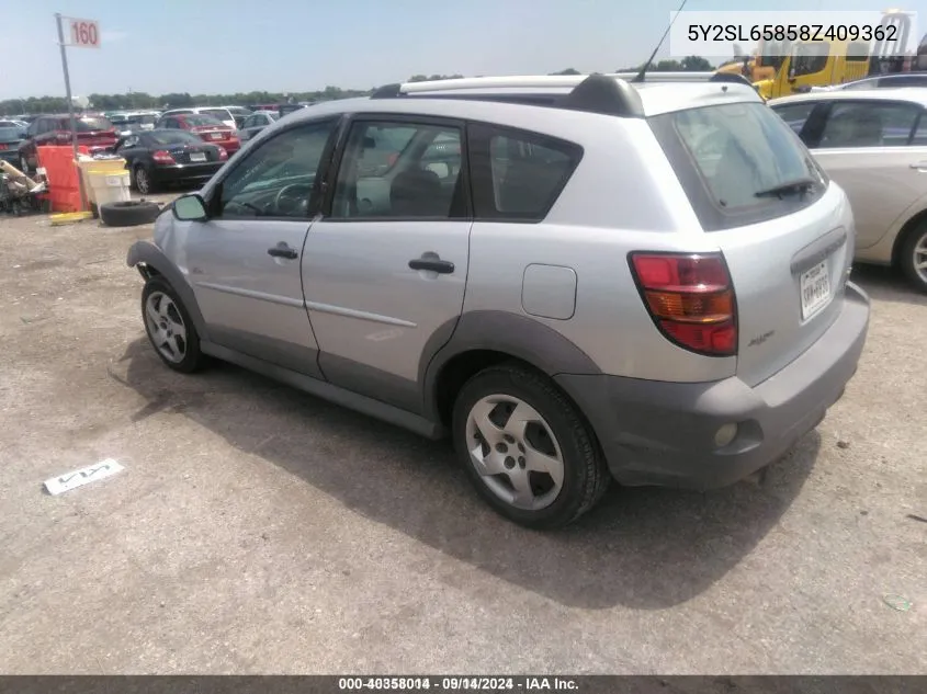 2008 Pontiac Vibe VIN: 5Y2SL65858Z409362 Lot: 40358014