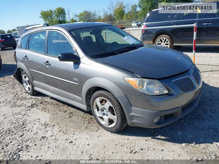 2008 Pontiac Vibe VIN: 5Y2SL65818Z418415 Lot: 40459433