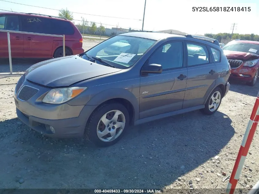 2008 Pontiac Vibe VIN: 5Y2SL65818Z418415 Lot: 40459433