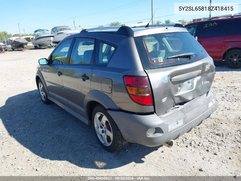 2008 Pontiac Vibe VIN: 5Y2SL65818Z418415 Lot: 40459433