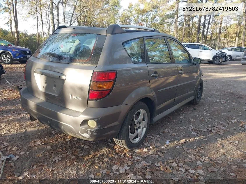 5Y2SL67878Z419503 2008 Pontiac Vibe