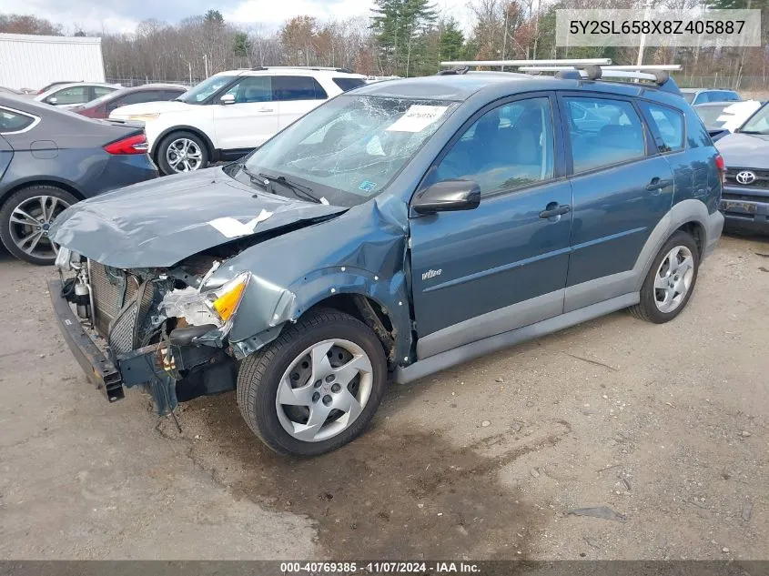 2008 Pontiac Vibe VIN: 5Y2SL658X8Z405887 Lot: 40769385