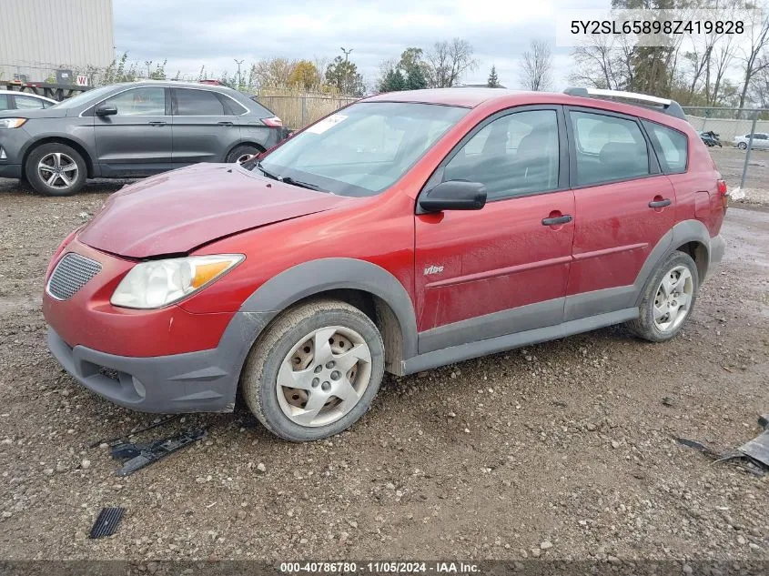 2008 Pontiac Vibe VIN: 5Y2SL65898Z419828 Lot: 40786780