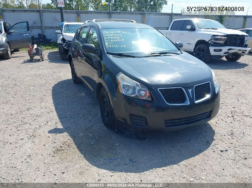 2009 Pontiac Vibe VIN: 5Y2SP67839Z400808 Lot: 12088012