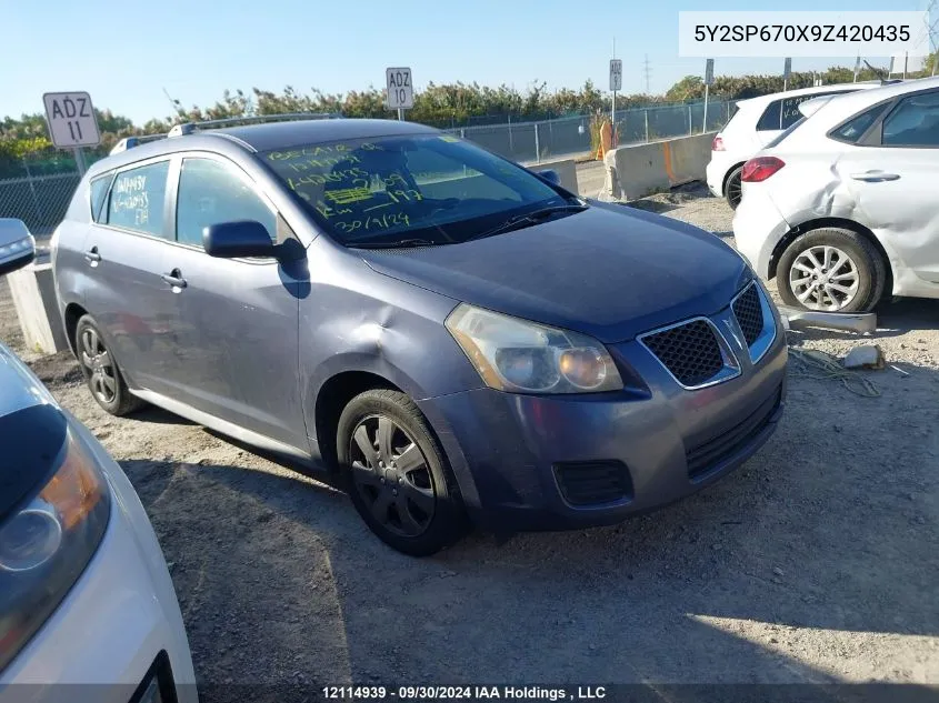 2009 Pontiac Vibe VIN: 5Y2SP670X9Z420435 Lot: 12114939