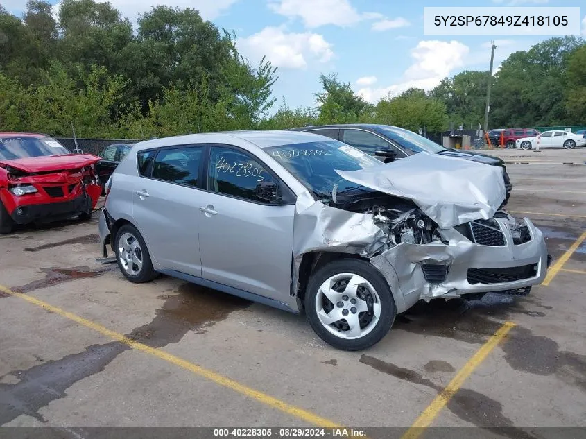 2009 Pontiac Vibe VIN: 5Y2SP67849Z418105 Lot: 40228305