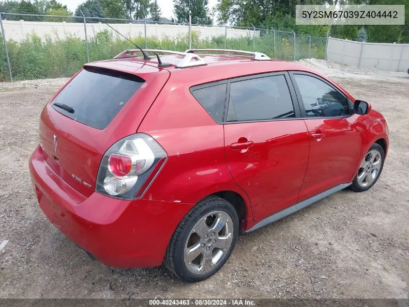 2009 Pontiac Vibe VIN: 5Y2SM67039Z404442 Lot: 40243463