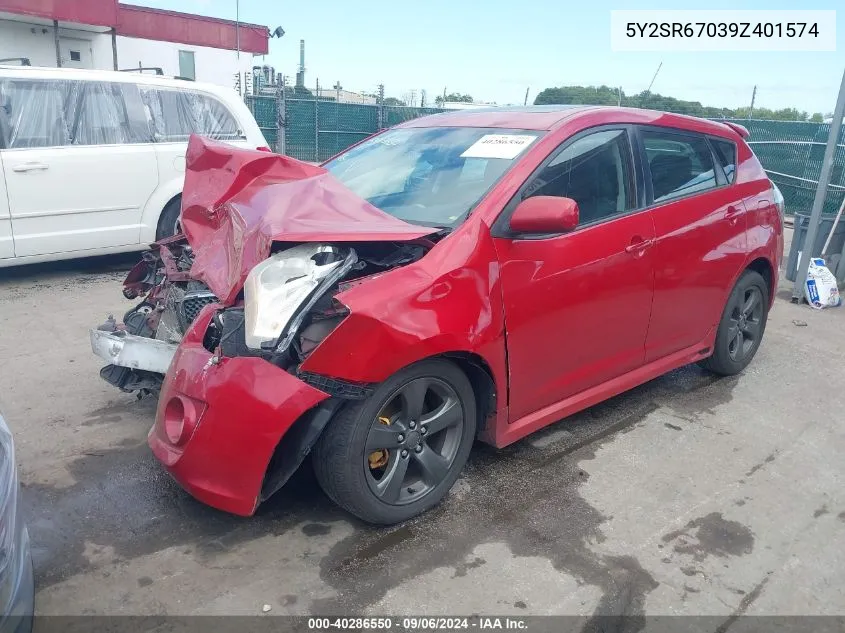 2009 Pontiac Vibe Gt VIN: 5Y2SR67039Z401574 Lot: 40286550