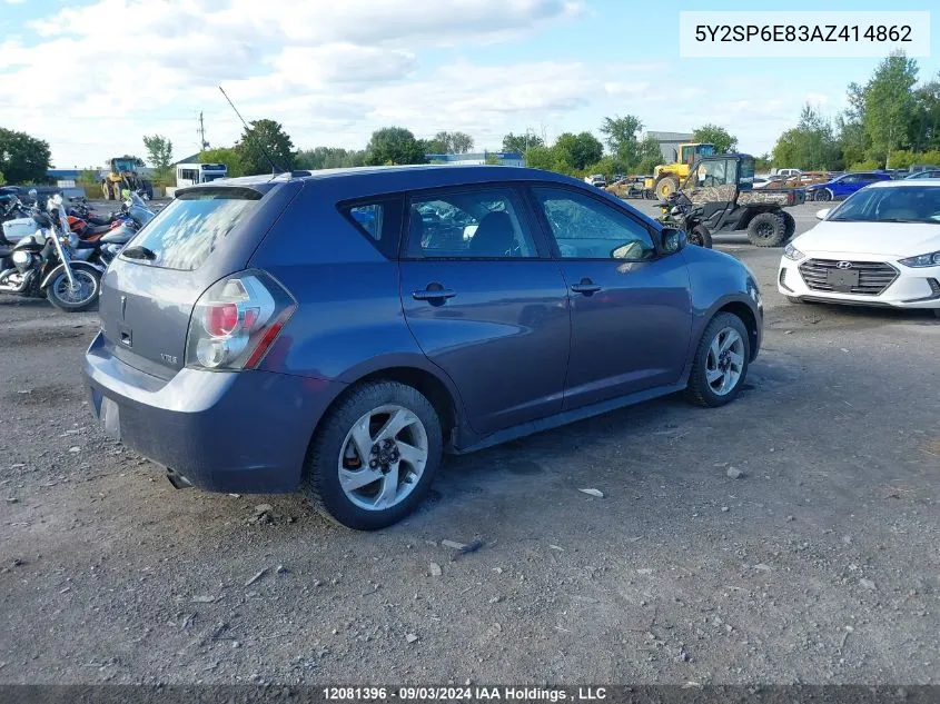 2010 Pontiac Vibe VIN: 5Y2SP6E83AZ414862 Lot: 12081396