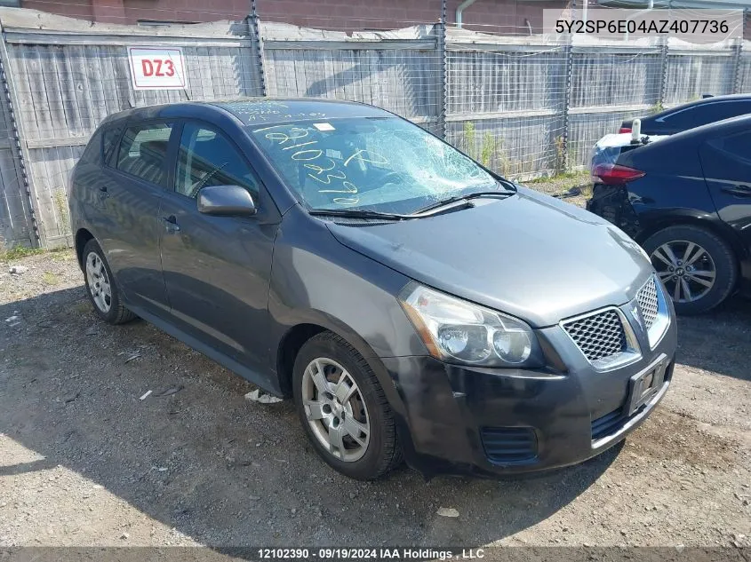 2010 Pontiac Vibe VIN: 5Y2SP6E04AZ407736 Lot: 12102390