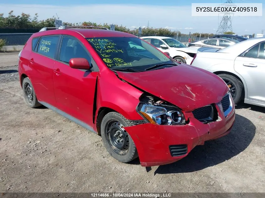 2010 Pontiac Vibe VIN: 5Y2SL6E0XAZ409518 Lot: 12114656