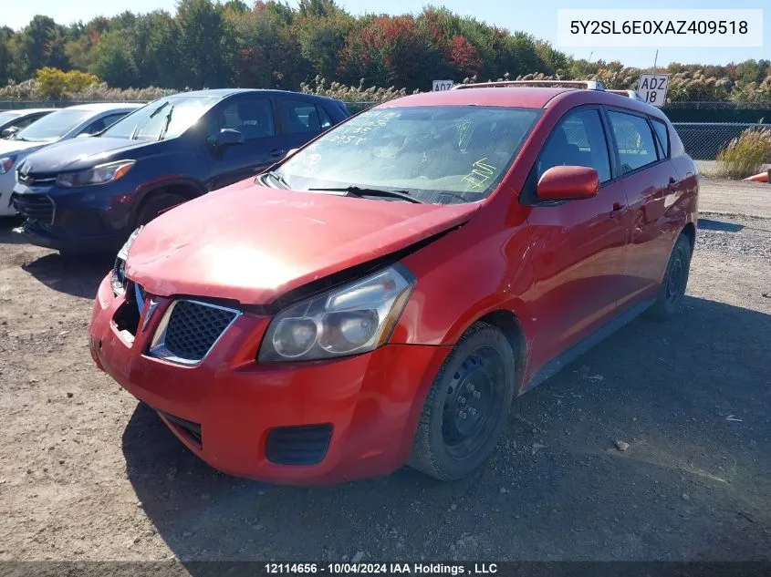 2010 Pontiac Vibe VIN: 5Y2SL6E0XAZ409518 Lot: 12114656