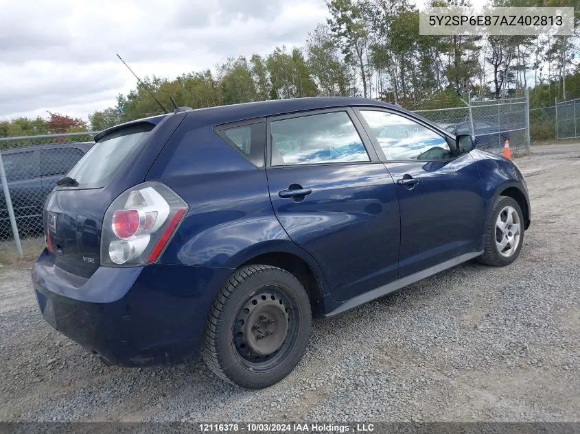 2010 Pontiac Vibe VIN: 5Y2SP6E87AZ402813 Lot: 12116378