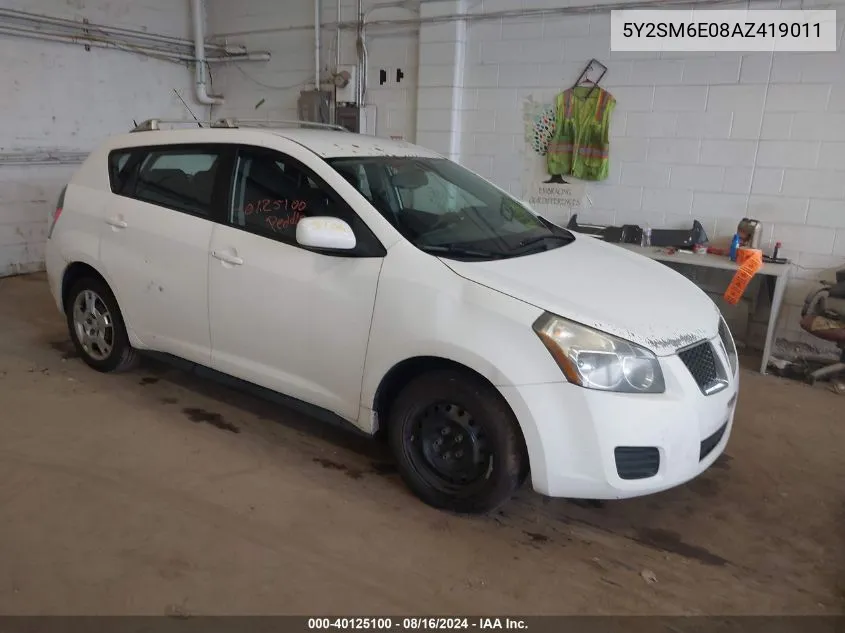 2010 Pontiac Vibe VIN: 5Y2SM6E08AZ419011 Lot: 40125100