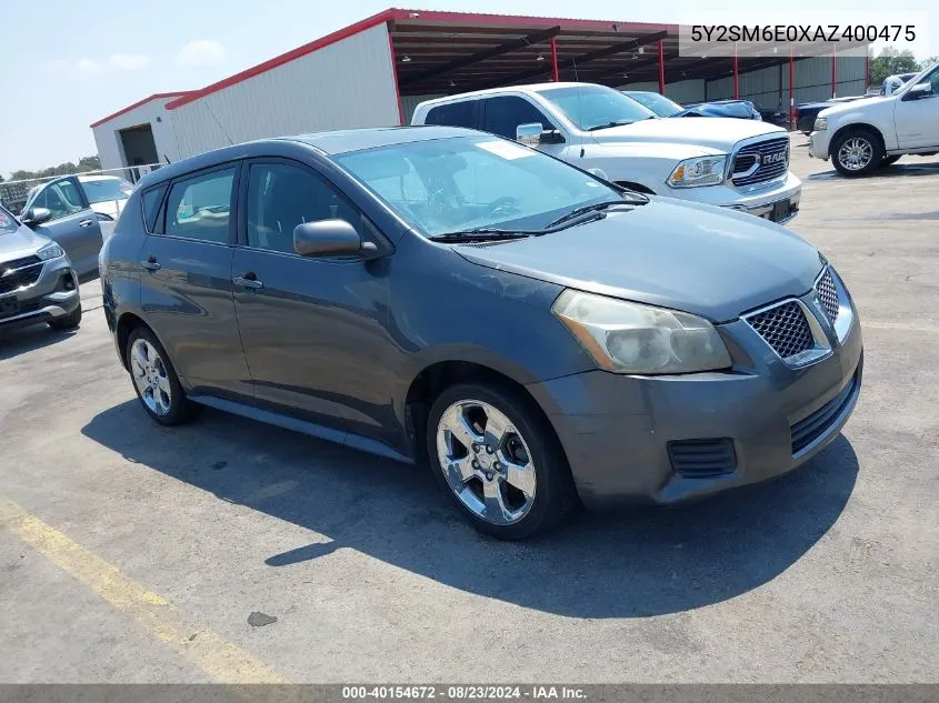 2010 Pontiac Vibe VIN: 5Y2SM6E0XAZ400475 Lot: 40154672