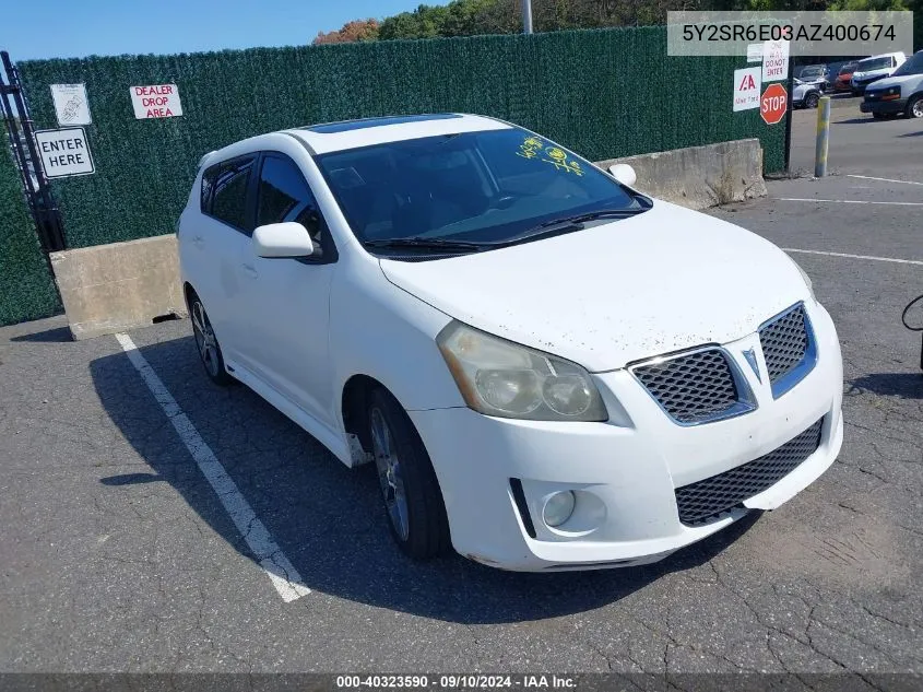 2010 Pontiac Vibe Gt VIN: 5Y2SR6E03AZ400674 Lot: 40323590