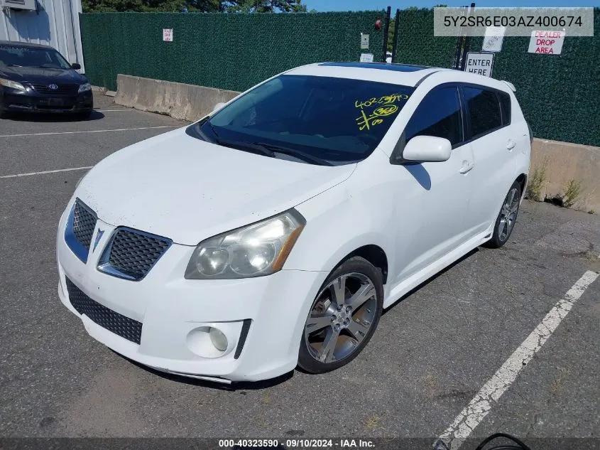 2010 Pontiac Vibe Gt VIN: 5Y2SR6E03AZ400674 Lot: 40323590