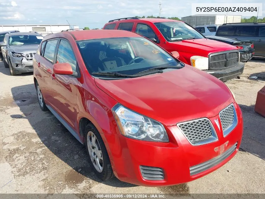 2010 Pontiac Vibe VIN: 5Y2SP6E00AZ409404 Lot: 40335905