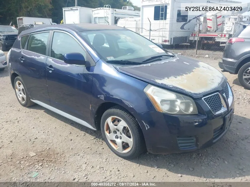 2010 Pontiac Vibe VIN: 5Y2SL6E86AZ403429 Lot: 40355272