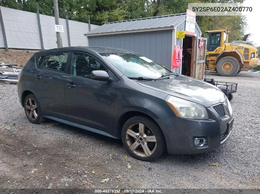 2010 Pontiac Vibe VIN: 5Y2SP6E02AZ400770 Lot: 40378357