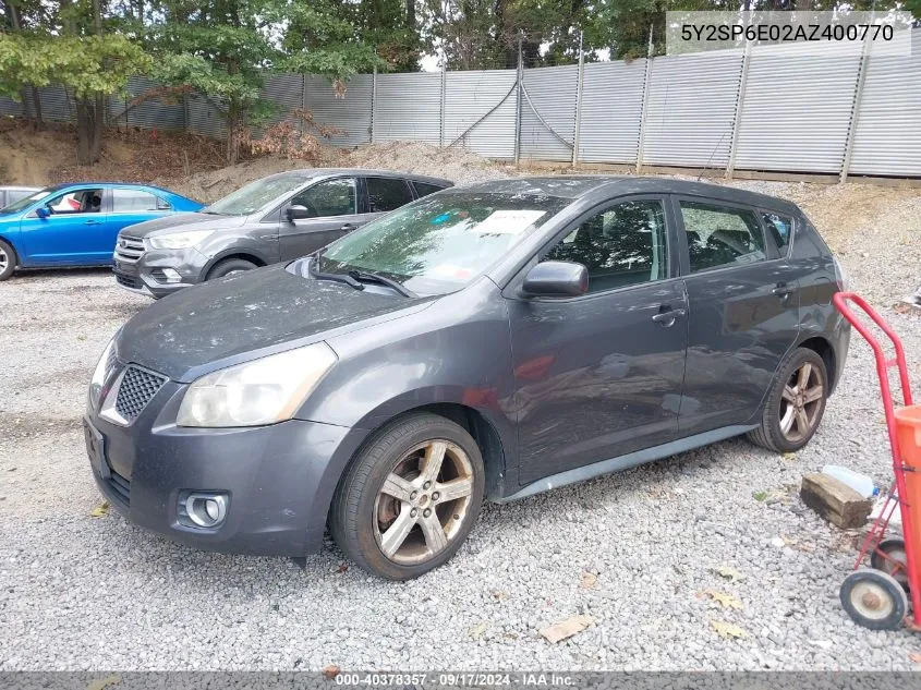 2010 Pontiac Vibe VIN: 5Y2SP6E02AZ400770 Lot: 40378357