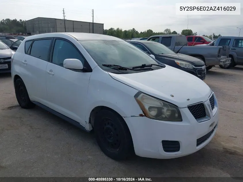 2010 Pontiac Vibe VIN: 5Y2SP6E02AZ416029 Lot: 40595330