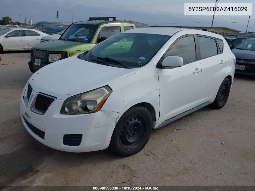 2010 Pontiac Vibe VIN: 5Y2SP6E02AZ416029 Lot: 40595330