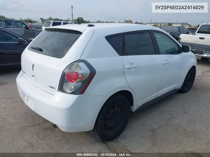 2010 Pontiac Vibe VIN: 5Y2SP6E02AZ416029 Lot: 40595330