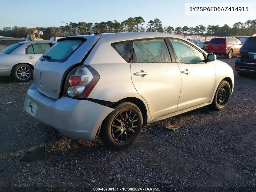 2010 Pontiac Vibe VIN: 5Y2SP6E06AZ414915 Lot: 40730131