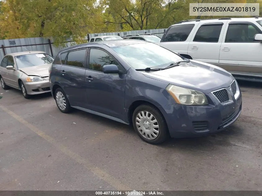 2010 Pontiac Vibe VIN: 5Y2SM6E0XAZ401819 Lot: 40735194