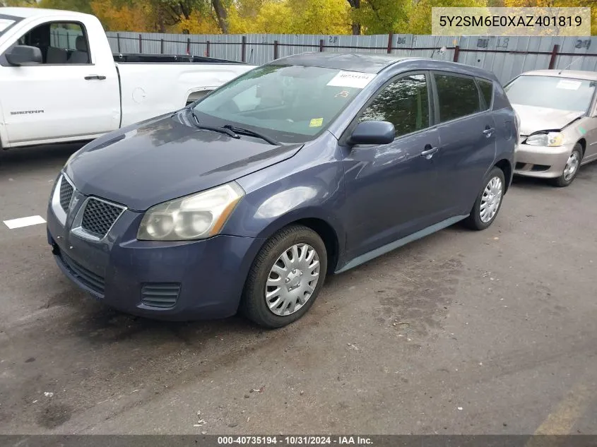 2010 Pontiac Vibe VIN: 5Y2SM6E0XAZ401819 Lot: 40735194