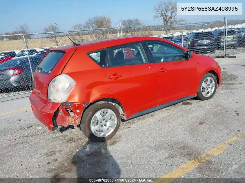 2010 Pontiac Vibe VIN: 5Y2SP6E83AZ408995 Lot: 40762030