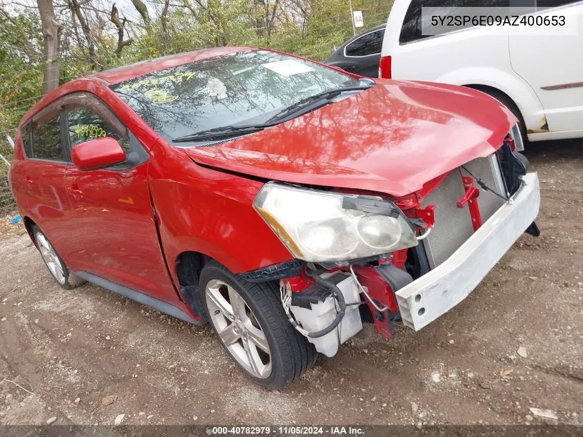 2010 Pontiac Vibe VIN: 5Y2SP6E09AZ400653 Lot: 40782979